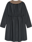 Contrast Collar Trenchcoat - Black Cotton
