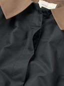 Contrast Collar Trenchcoat - Black Cotton