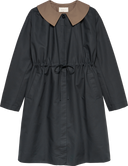 Contrast Collar Trenchcoat - Black Cotton