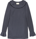Round Collar Shirt - Dark Grey Wool