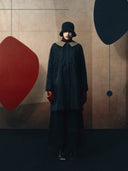 Contrast Collar Trenchcoat - Black Cotton