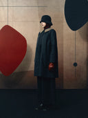 Contrast Collar Trenchcoat - Black Cotton